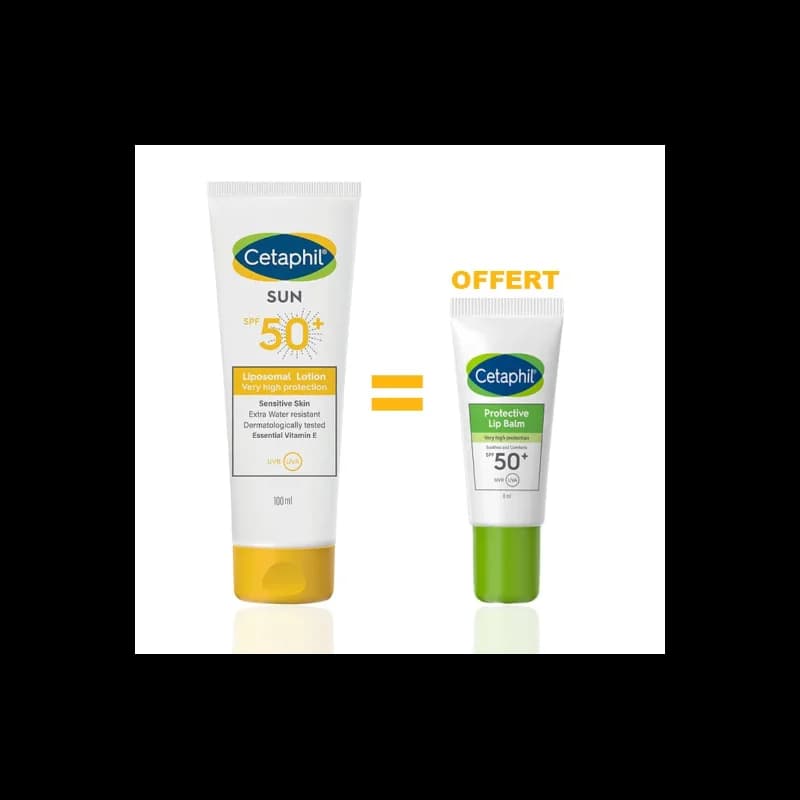 Cetaphil Sun Lotion Spf50+ 100ml Achete + Cetaphil Baume à Lèvres Protecteur Spf50+ 8 ml Offert