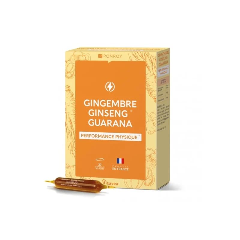 YVES PONROY PERFORMANCES PHYSIQUES GINGEMBRE GINSENG GUARANA 20 AMPOULES