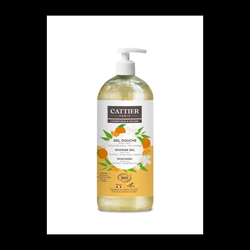 CATTIER GEL DOUCHE ALOE VERA PARFUM CLEMENTINE ET FLEUR DORANGER 1 L