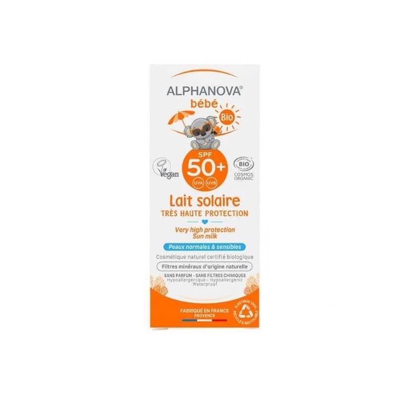 ALPHANOVA LAIT Solaire Bébé Certifiée Bio SPF 50+ Hypoallergénique 50G