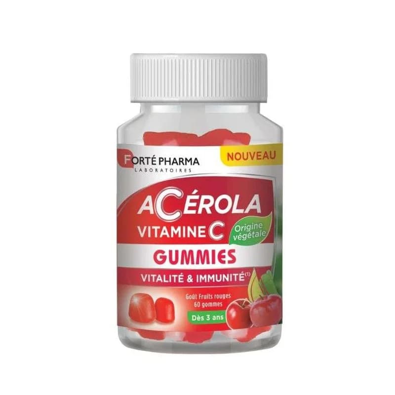 FORTE PHARMA ACEROLA VITAMINE C 60 GOMMES GOUT FRUITS ROUGES