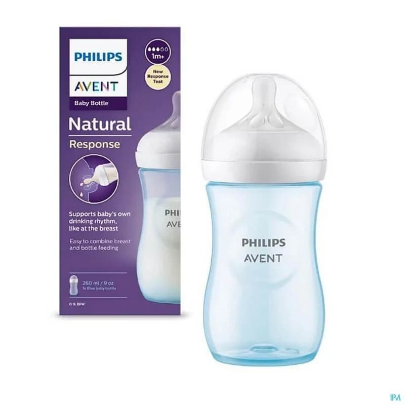 AVENT BIBERON NATURAL 3.0 AVEC TETINE NATURAL 1M+ 260 ML BLEU  SCY903/21