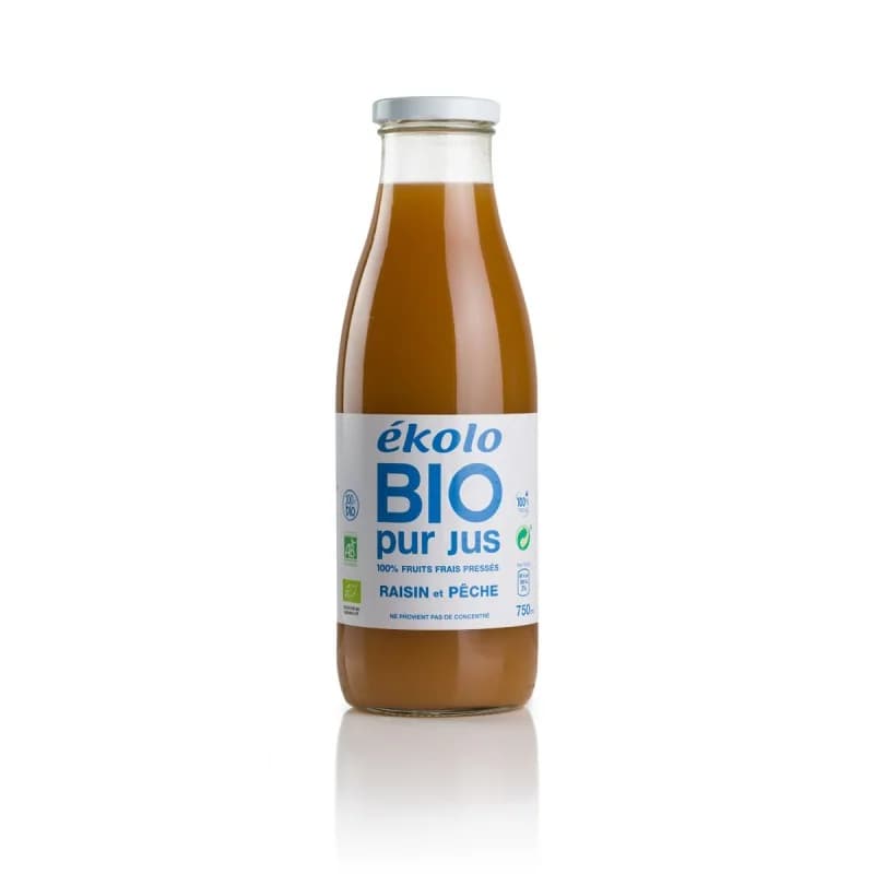 EKOLO BIO PUR JUS DE RAISIN ET PÊCHE  750ML