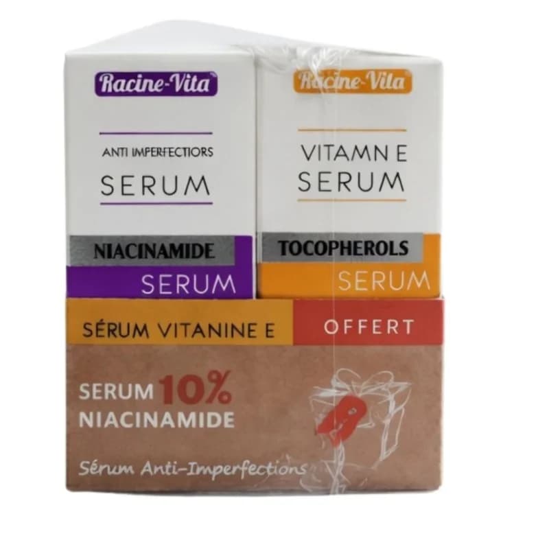 Racine Vita PACK NIACINAMIDE SERUM 10M LACHETE + VITAMINE E SERUM 10ML offert