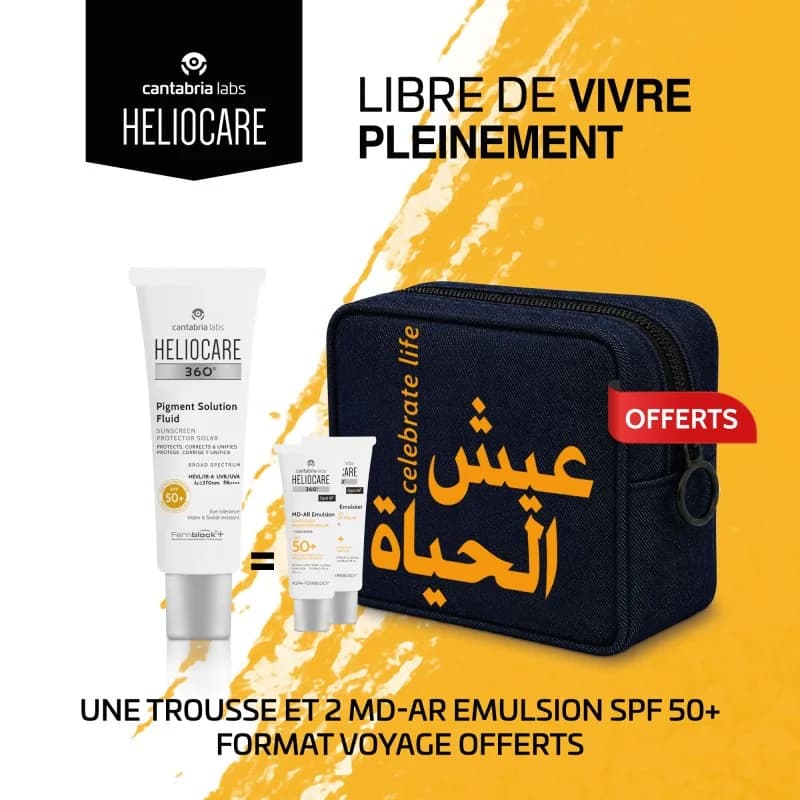 HELIOCARE PIGMENT SOLUTION FLUIDE SPF50+ 50ML + 2 MD-AR EMULTION 3 ML + TROUSSE OFFERTEOffert