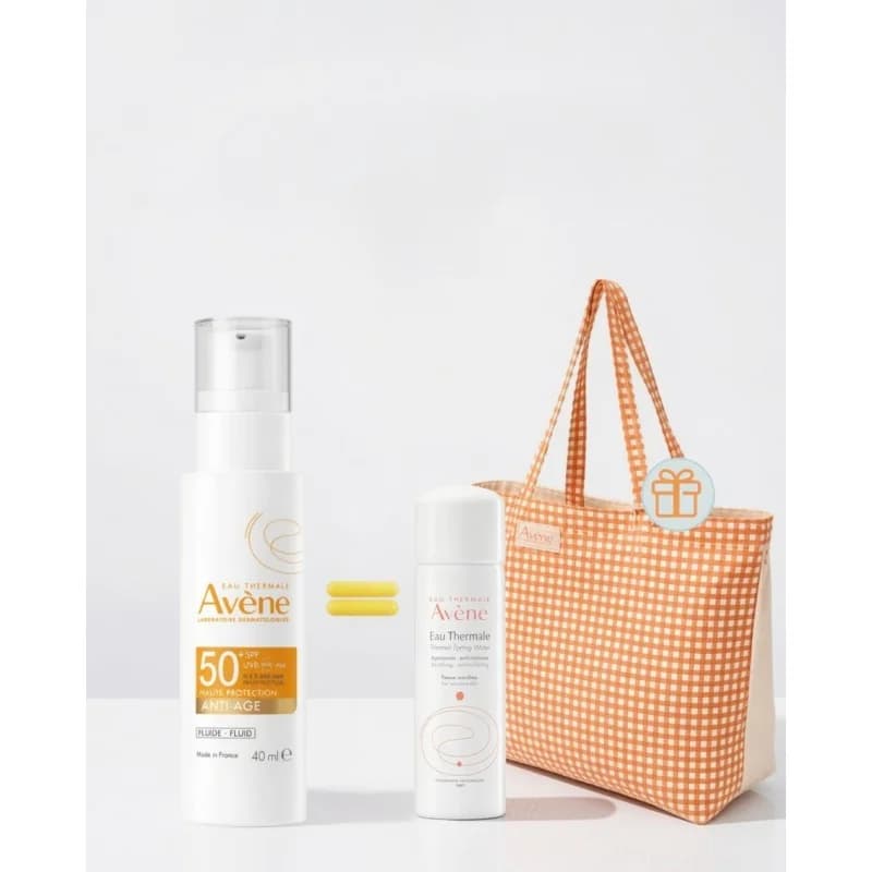 AVENE CREME SOLAIRE ANTI PIGMENTATION SPF 50+ FUIDE TEINTE 40 ML  ACHETE + GRAND SAC AVENE ET SPRAY D'EAU THERMALE 50ml Offert