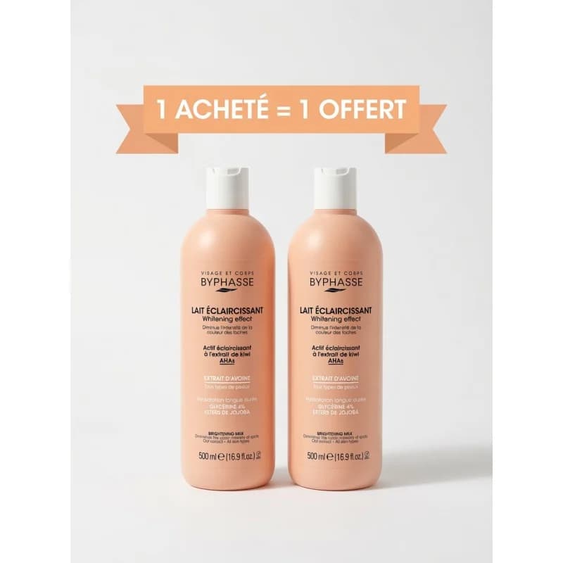 BYPHASSE LAIT ÉCLAIRCISSANT À L’EXTRAIT DE BLÉ 500 ML ACHETE + 1 OFFERT