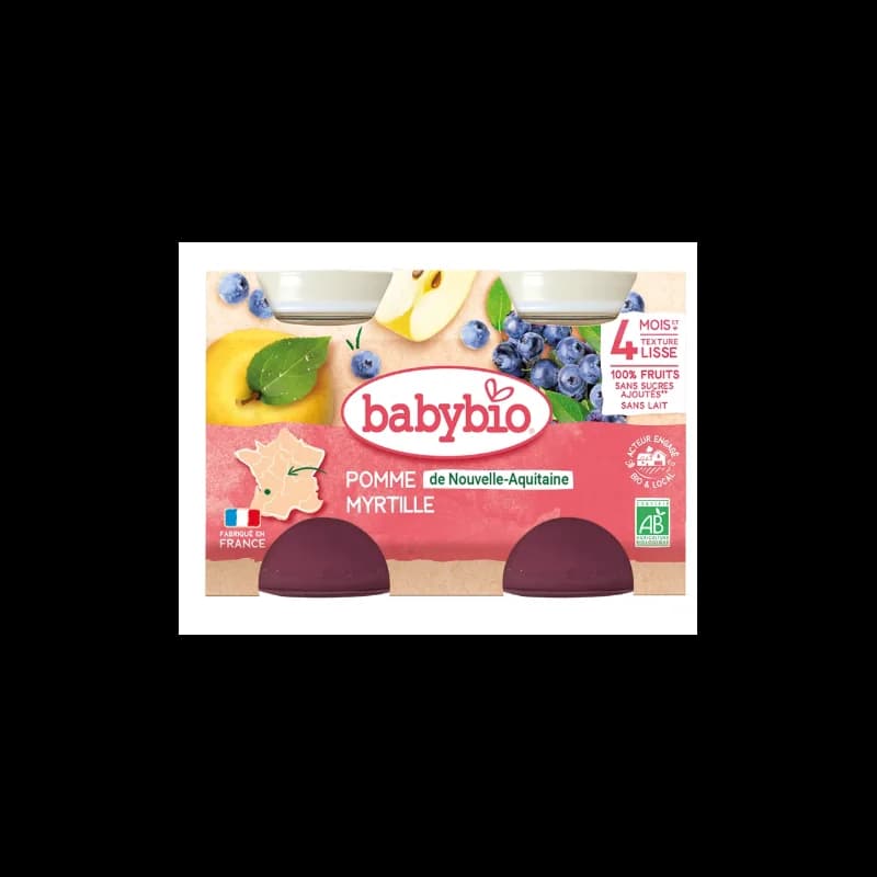 BABYBIO POT POMME MYRTILLE 2x130G