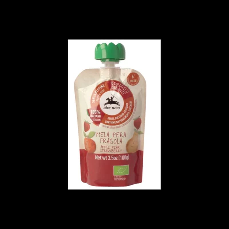ALCE NERO PUREE POMME POIRE FRAISE 100G