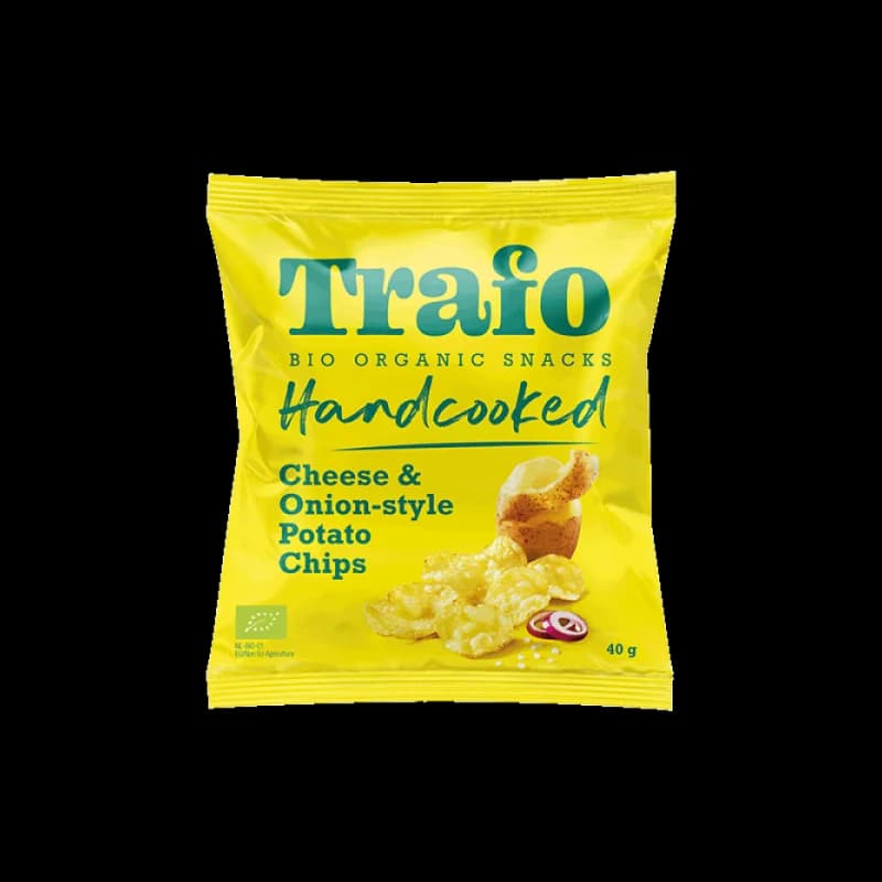 TRAFO CHIPS DE POMME DE TERRE CUITES A LA MAIN FROMAGE ET OIGNON BIO 40G