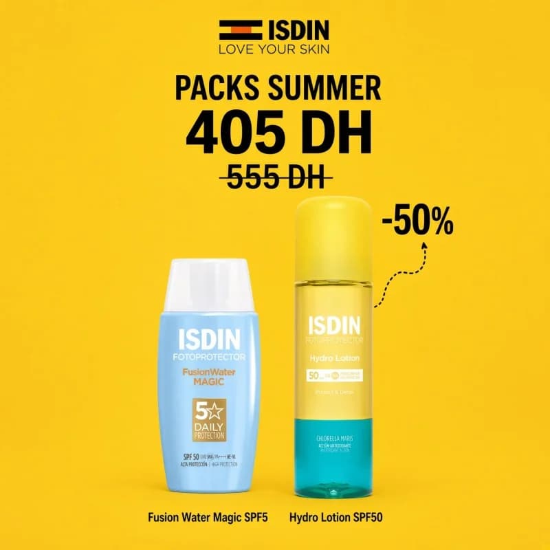 ISDIN FOTOPROTECTOR FUSION WATER MAGIC 50 ML ACHETE +  HYDRO LOTION SPF 50+ 200 ML Offert