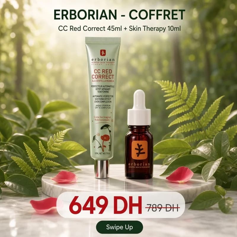 ERBORIAN COFFRET  ERBORIAN – Huile de Nuit Multi-Perfectrice Skin Therapy 30ml +CC Red Correct 25 SPF 45ml