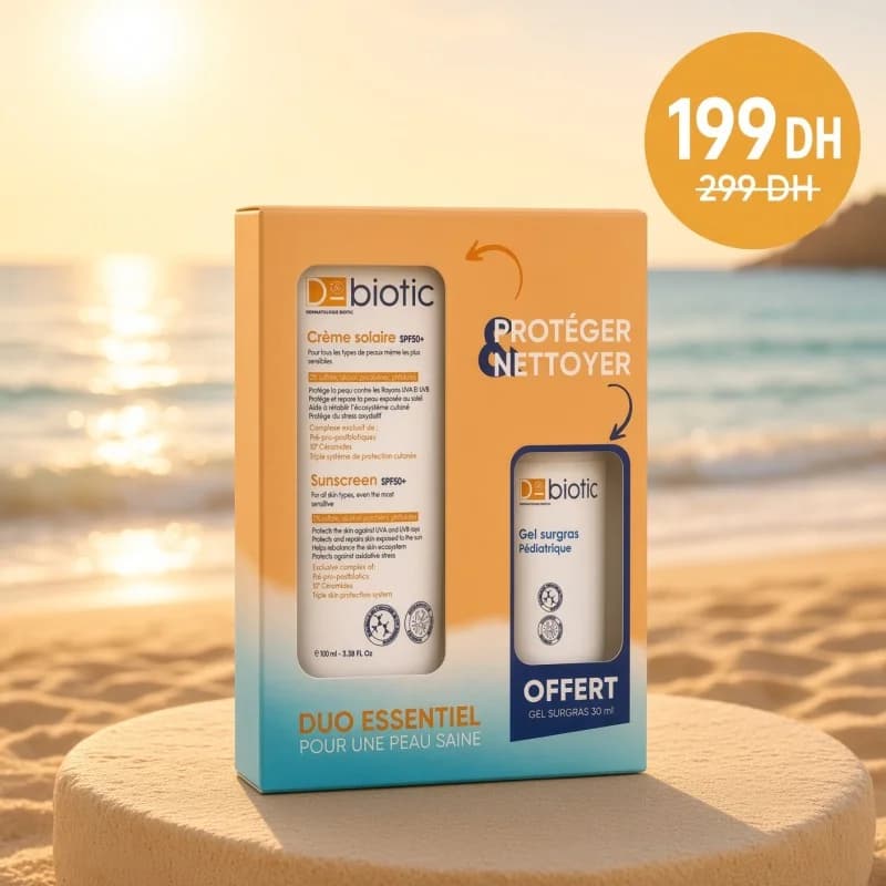 D-Biotic Duo Essentiel Creme Solaire Spf50+ 75ml + Gel Surgras Pédiatrique 30 ml Offert