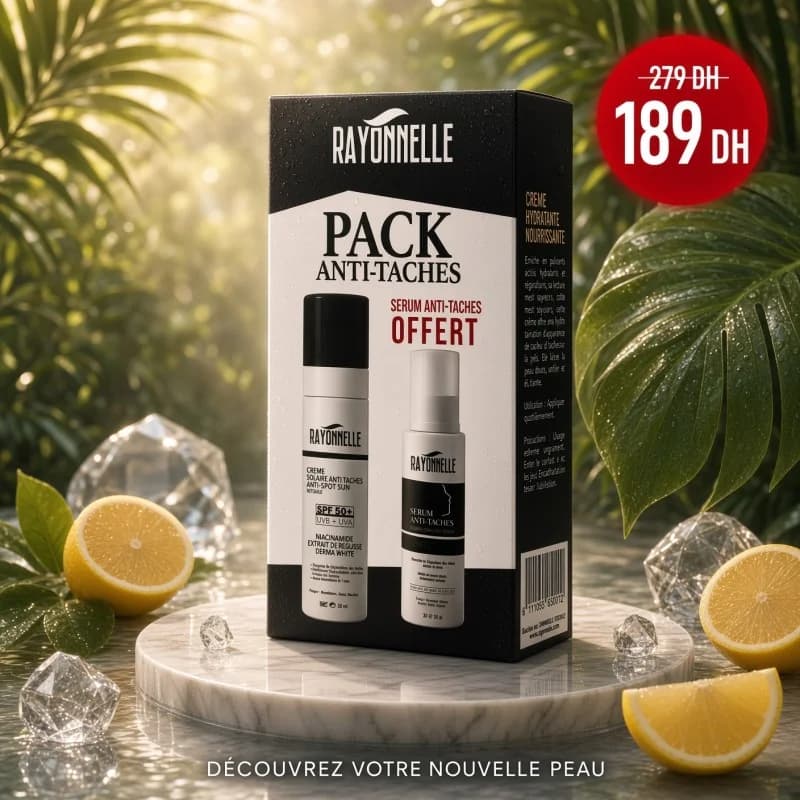 Rayonnelle Ecran Solaire Spf50+ 50ml ACHETE + Rayonnelle  SERUM ANTI TACHES OFFERT