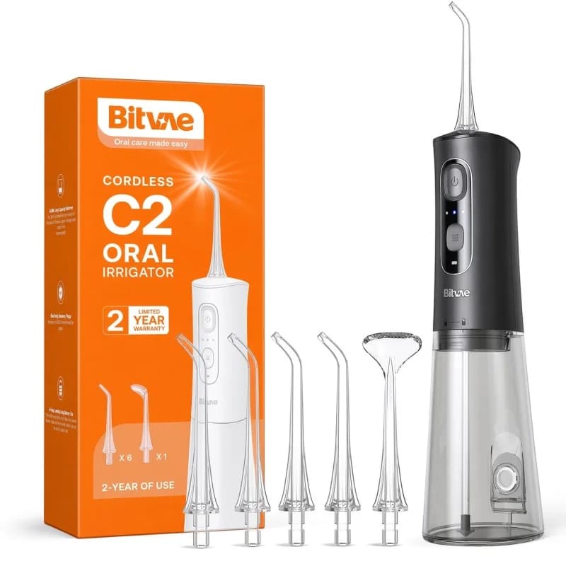 BITVAE Hydropulseur Dentaire  C2 – Kit Complet avec Embouts (Noir)