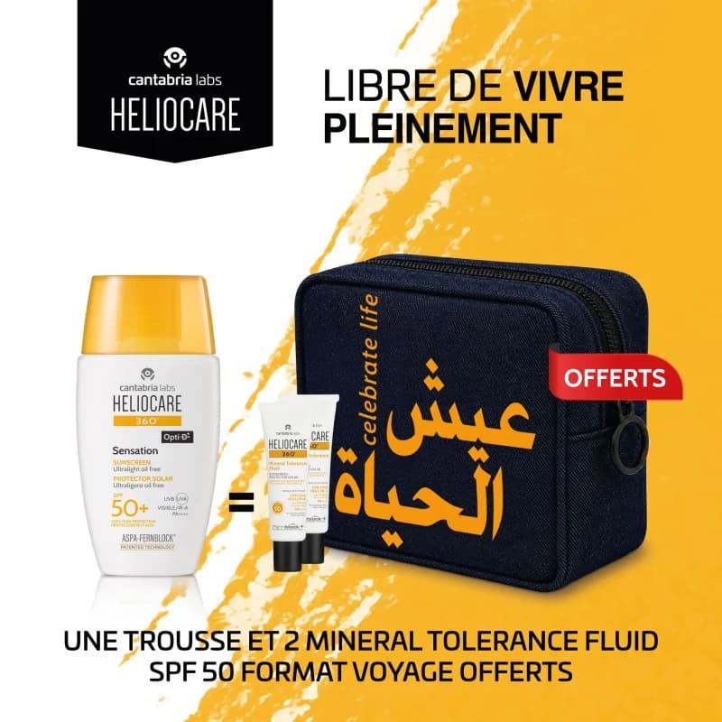 HELIOCARE 360º SENSATION + 2 minéral tolérance fluide 5 ml + trousse offerte