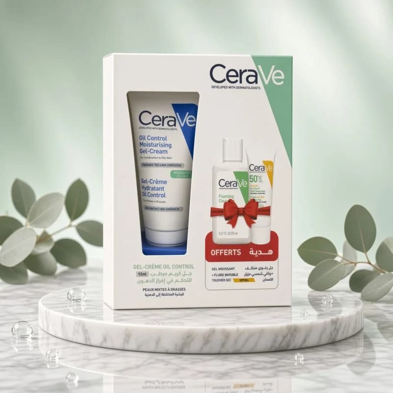 CeraVe Gel-Crème Hydratant Oil Control ACHETE + Gel Moussant 20 ml & Fluide Invisible SPF 50+ Mini OFFERTS