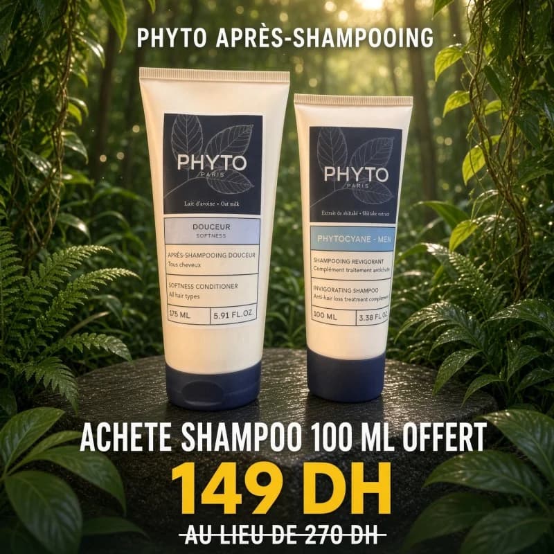PHYTO APRÈS-SHAMPOOING DOUCEUR 175ml ACHETE + PHYTO CYANE HOMME SHAMPOOING 100ML OFFERT