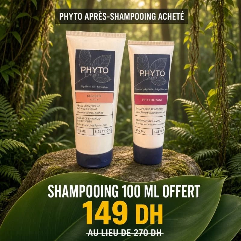 PHYTO APRÈS-SHAMPOOING RAVIVEUR D'ÉCLAT 175ML ACHETE + PHYTOCYANE SHAMPOOING REVIGORANT 100ML OFFERT