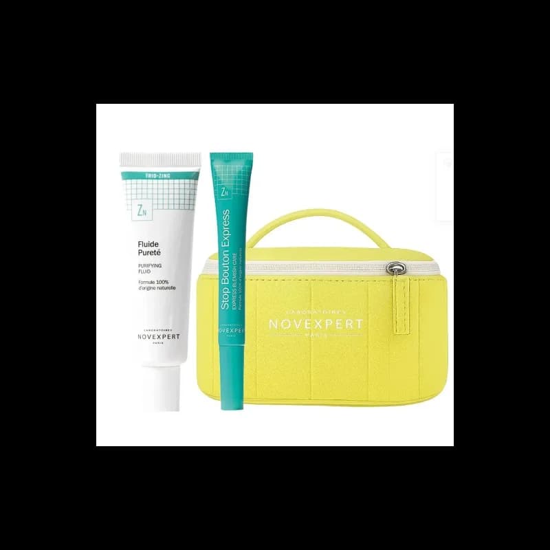 NOVEXPERT Pack Fluide Pureté Trio-Zinc 30ml ACHETE+ Stop Bouton Express 7ml ET  Trousse OFFERTS