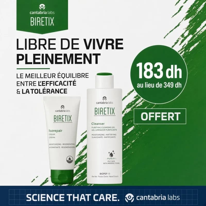 BIRETIX Pack Isorepair crème 50 ml + gel Nettoyant 200 ml offert