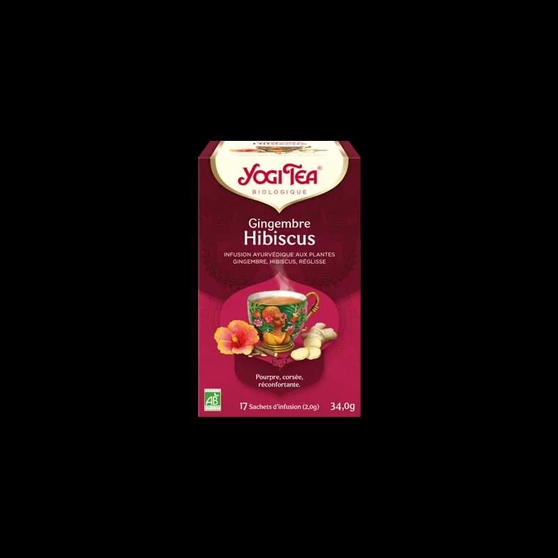 YOGI TEA Gingembre Hibiscus 17x2g (Hibiscus, réglisse, gingembre, menthe poivrée)
