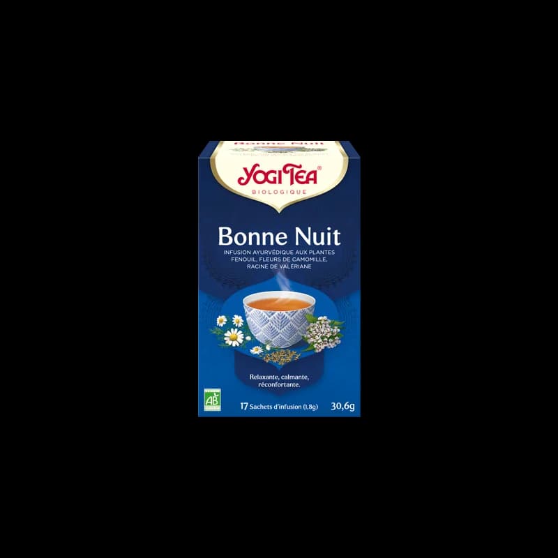 YOGI TEA Bonne Nuit 17x2g (fenouil, camomille, menthe poivrée, racine de valériane , lavande)