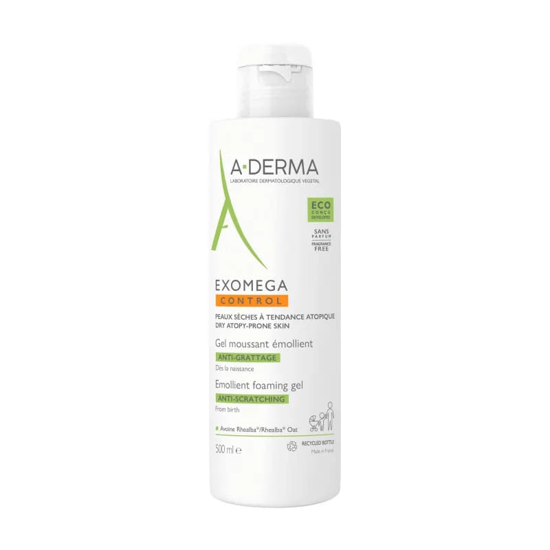 A-DERMA  EXOMEGA CONTROL GEL MOUSSANT ÉMOLLIENT VISAGE CORPS 500ml