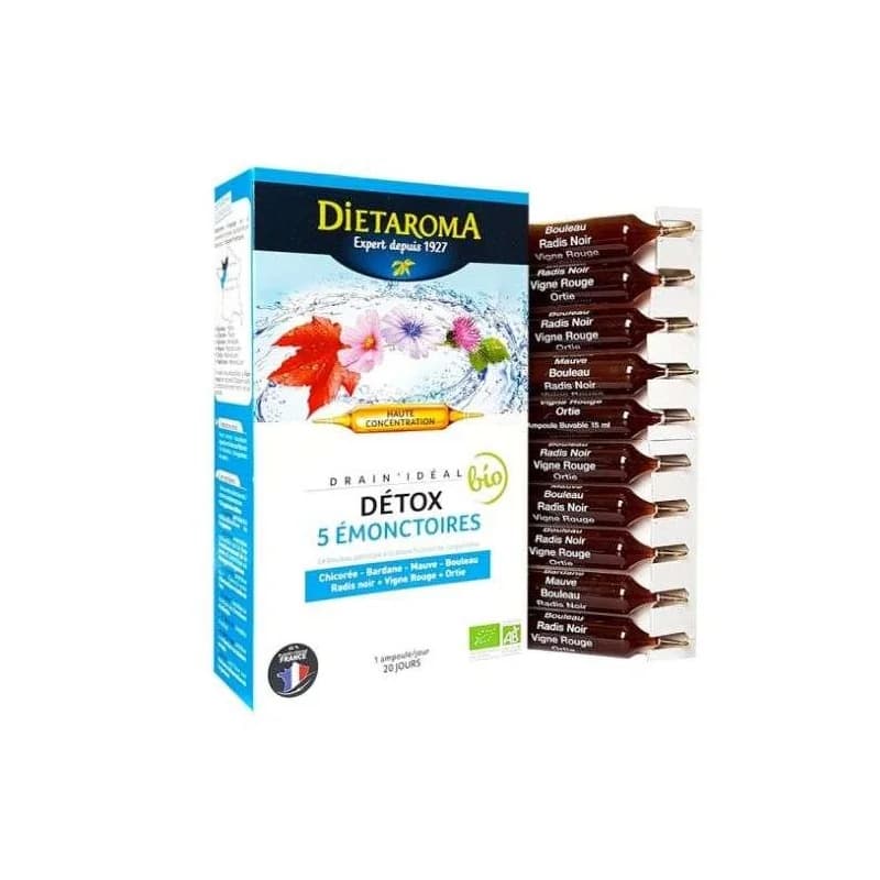 DIETAROMA DRAIN IDEAL DETOX 5 EMONCTOIRES BIO 20 AMPOULES