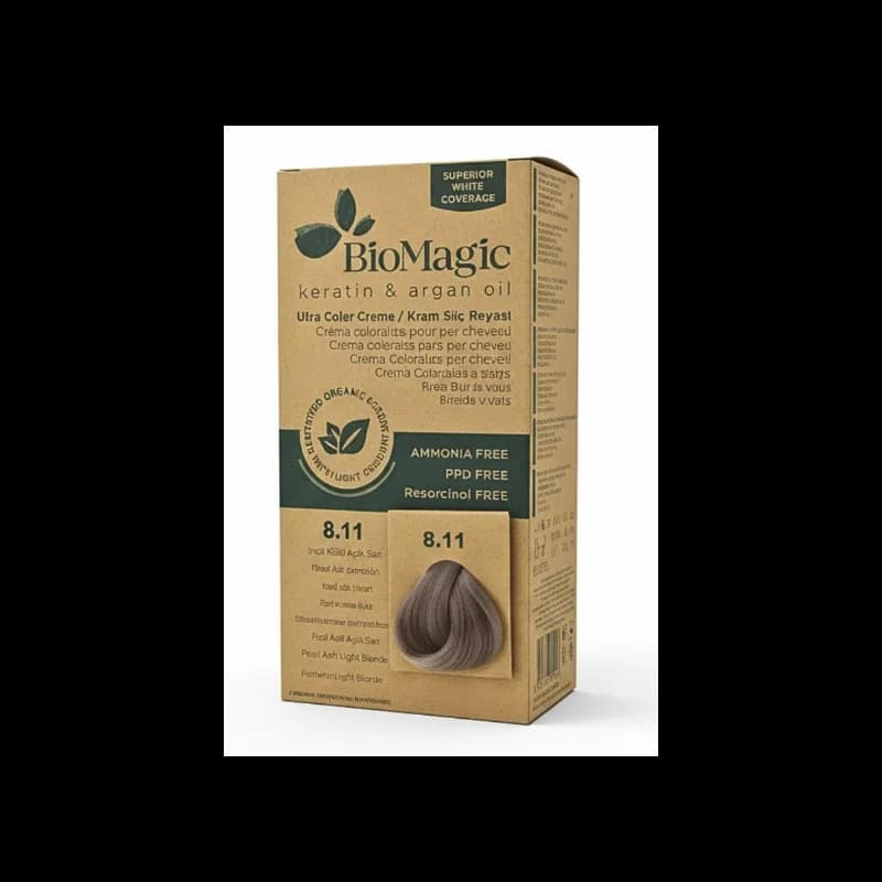 Biomagic Hair Color Cream Kit 8/11 Intense Ash Light Blonde
